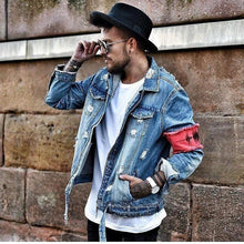 Destroyed Arm Patch Denim Jacket