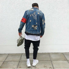 Destroyed Arm Patch Denim Jacket