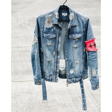 Destroyed Arm Patch Denim Jacket