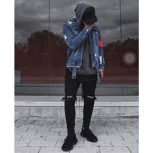 Destroyed Arm Patch Denim Jacket