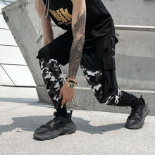 Split snow camo joggers