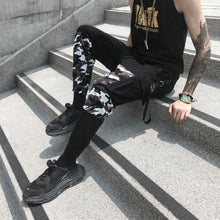 Split snow camo joggers