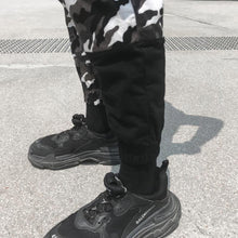 Split snow camo joggers