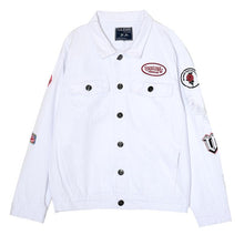 Floral V white denim