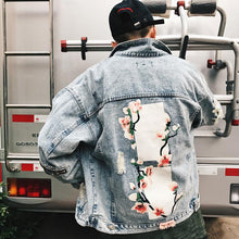 Floral blocks denim jacket