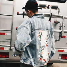 Floral blocks denim jacket