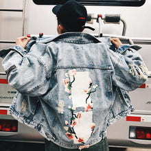Floral blocks denim jacket