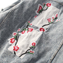 Floral blocks denim jacket
