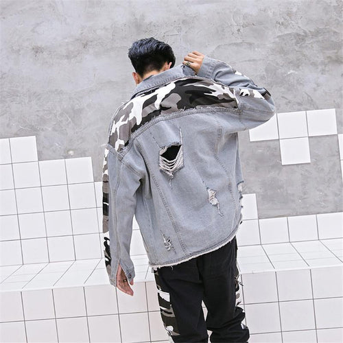 Snow camo denim jacket