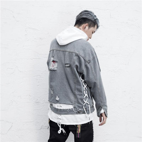 Destroyed knot denim jacket