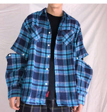 Aelfric Eden Removable Button Sleeve Plaid Shirts 2018 Autumn Pockets Male Shirt Hip Hop Streetwear Casual Designer Shirt FC25