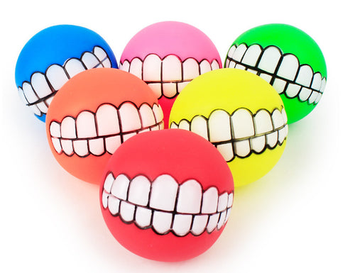 Funny Pets Dog Puppy Cat Ball Teeth Toy PVC Chew Sound Dogs Play Fetching Squeak Toys Pet Supplies